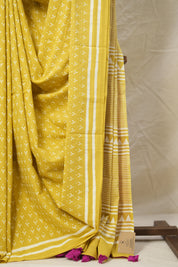 Mustard Yellow HBP Cotton Saree - SRMYCS3007