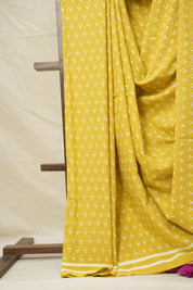 Mustard Yellow HBP Cotton Saree - SRMYCS3007