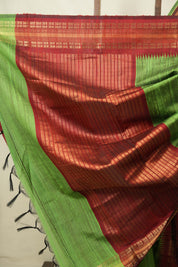 Parrot Green Raw Silk Saree - SRPGRSS1143