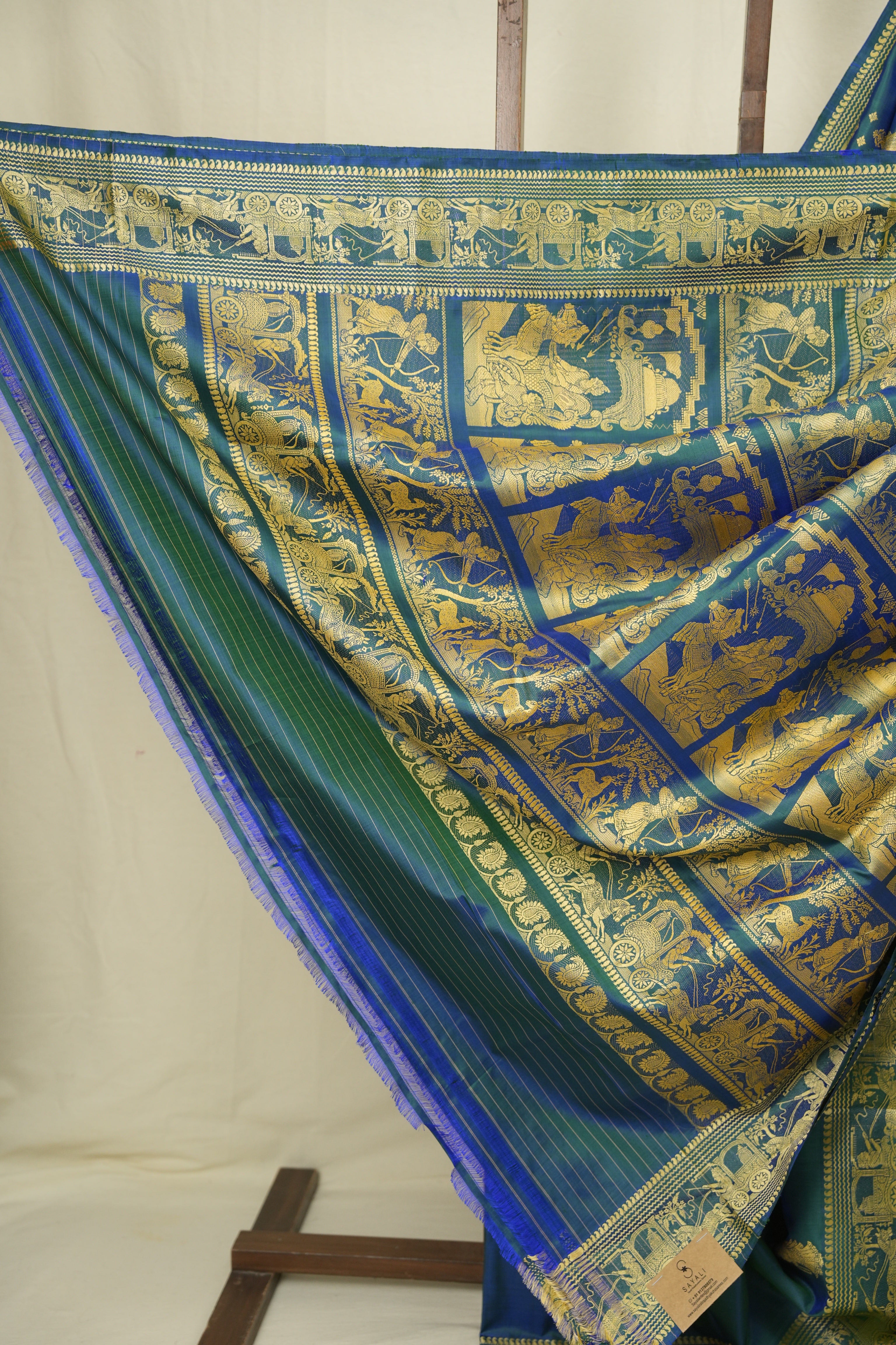 Peacock Blue Baluchari Silk Saree - SRPBBSS04