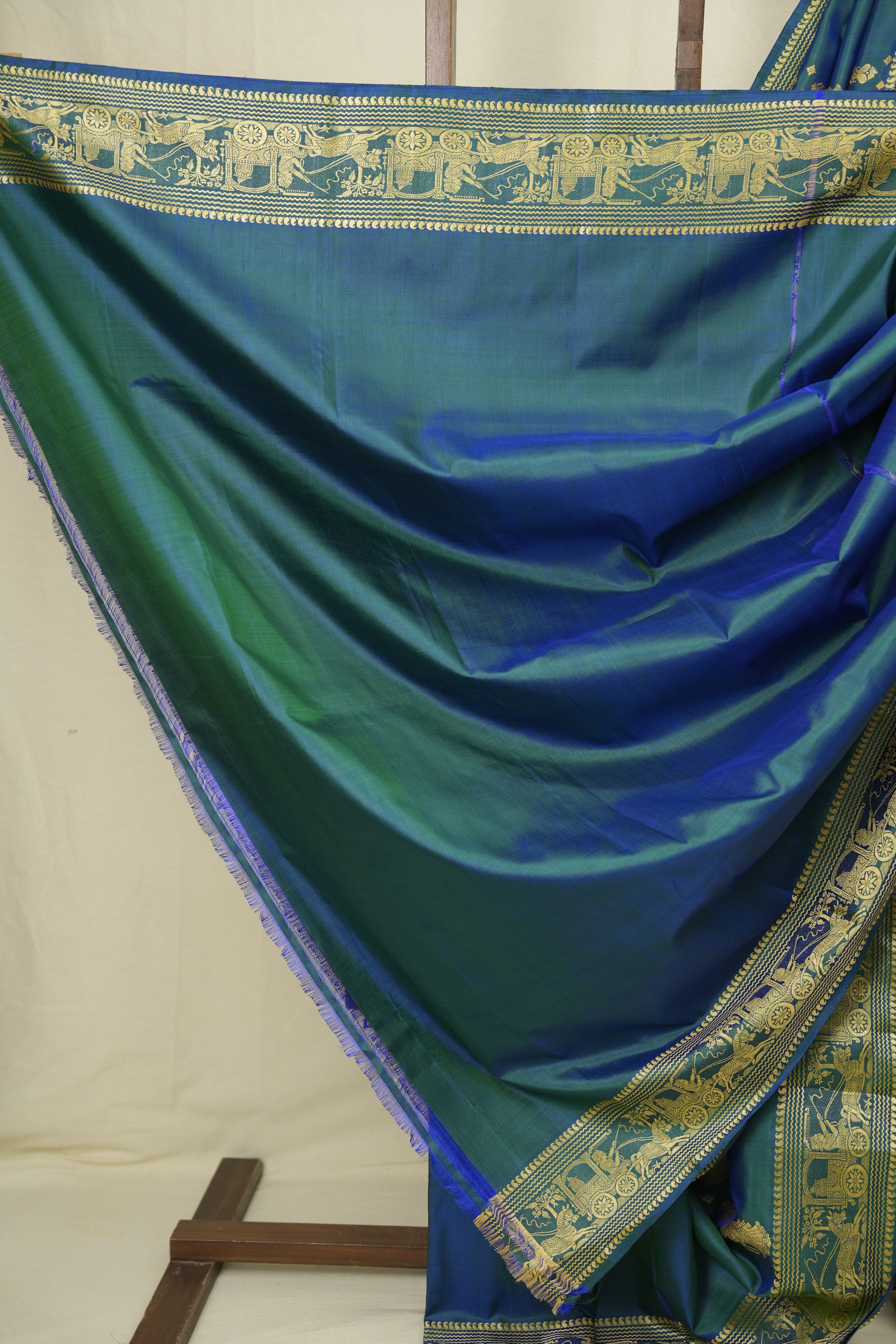 Peacock Blue Baluchari Silk Saree - SRPBBSS04