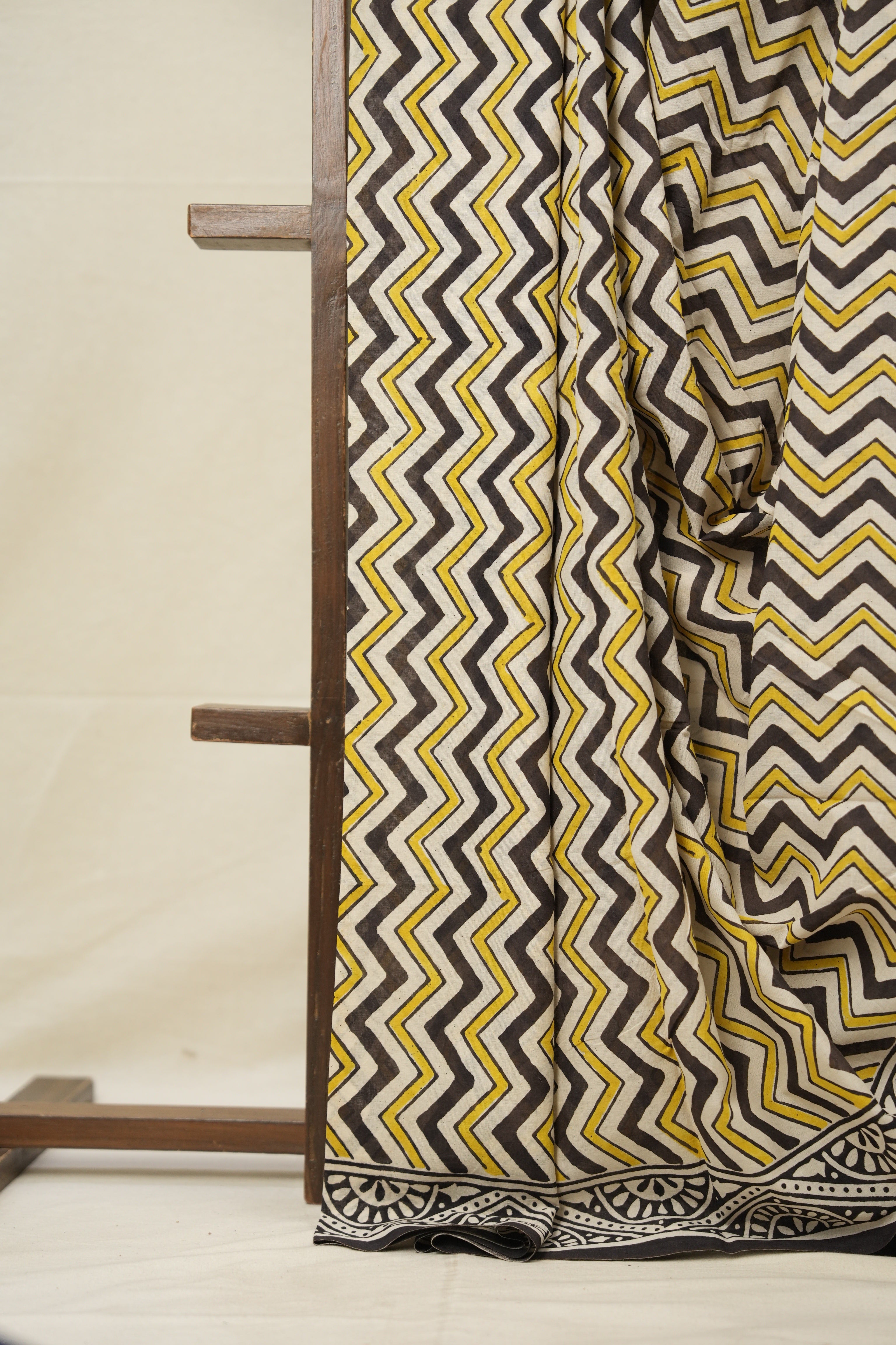 Yellow Black HBP Cotton Saree - SRYWCS2728