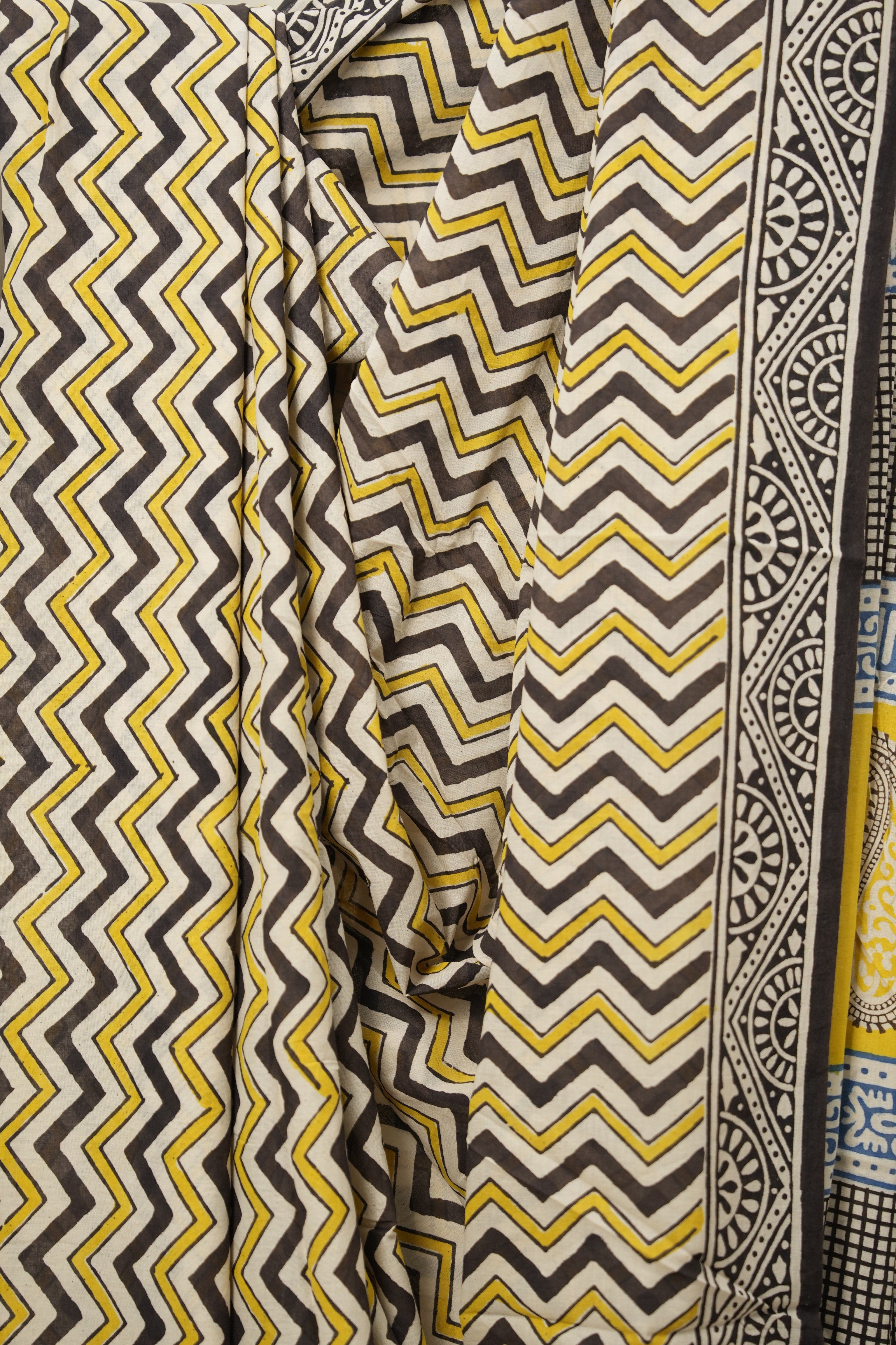 Yellow Black HBP Cotton Saree - SRYWCS2728