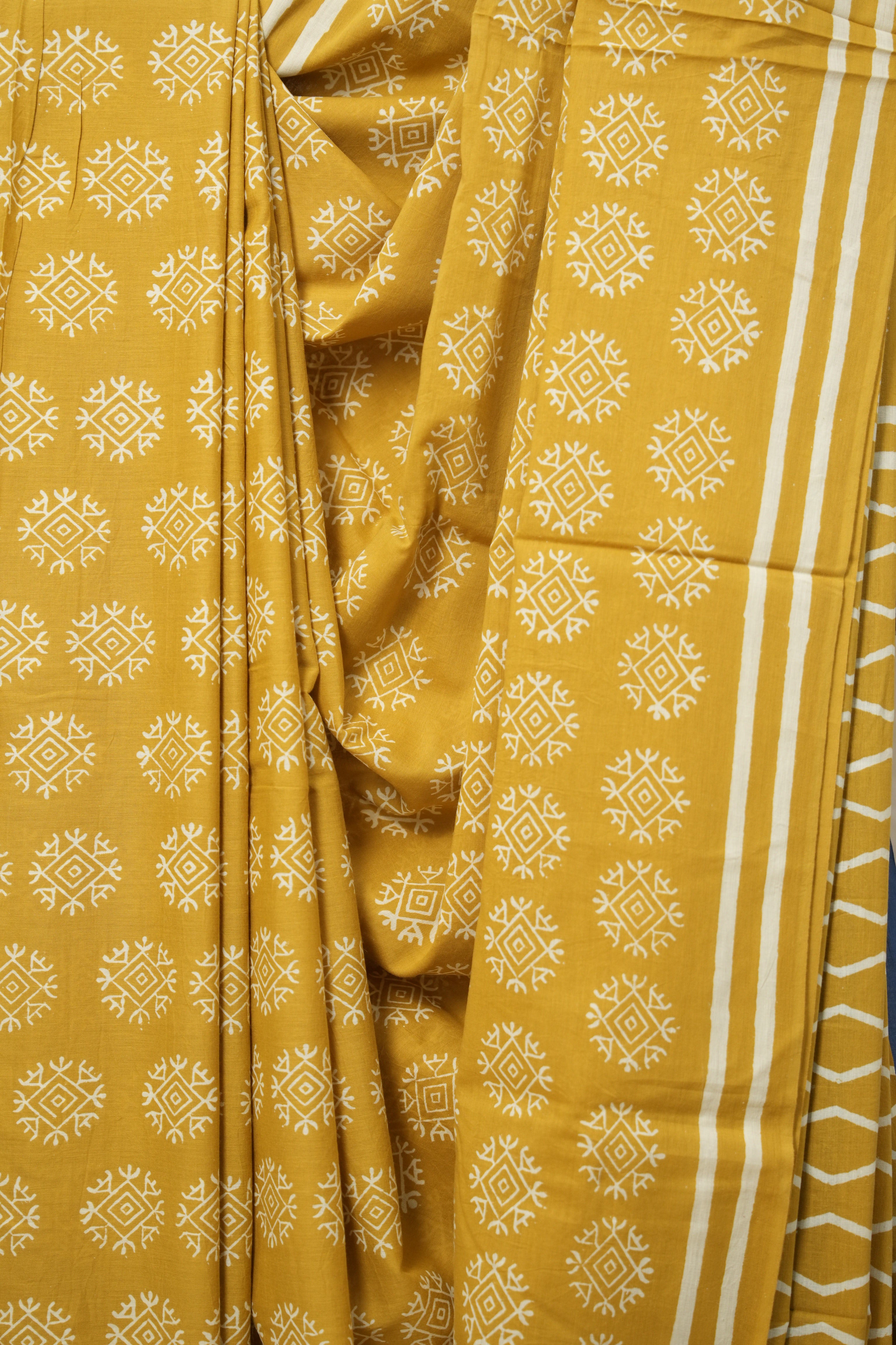 Haldi Yellow HBP Cotton Saree - SRHYCS2990