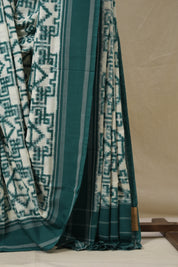 White  Pochampalli Cotton Ikat Saree - SRWPCIS698