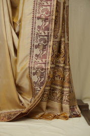 Cream Baluchari Silk Saree - SRCBSS02