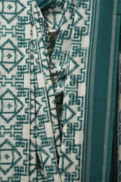 White  Pochampalli Cotton Ikat Saree - SRWPCIS698