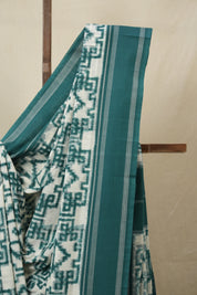 White  Pochampalli Cotton Ikat Saree - SRWPCIS698