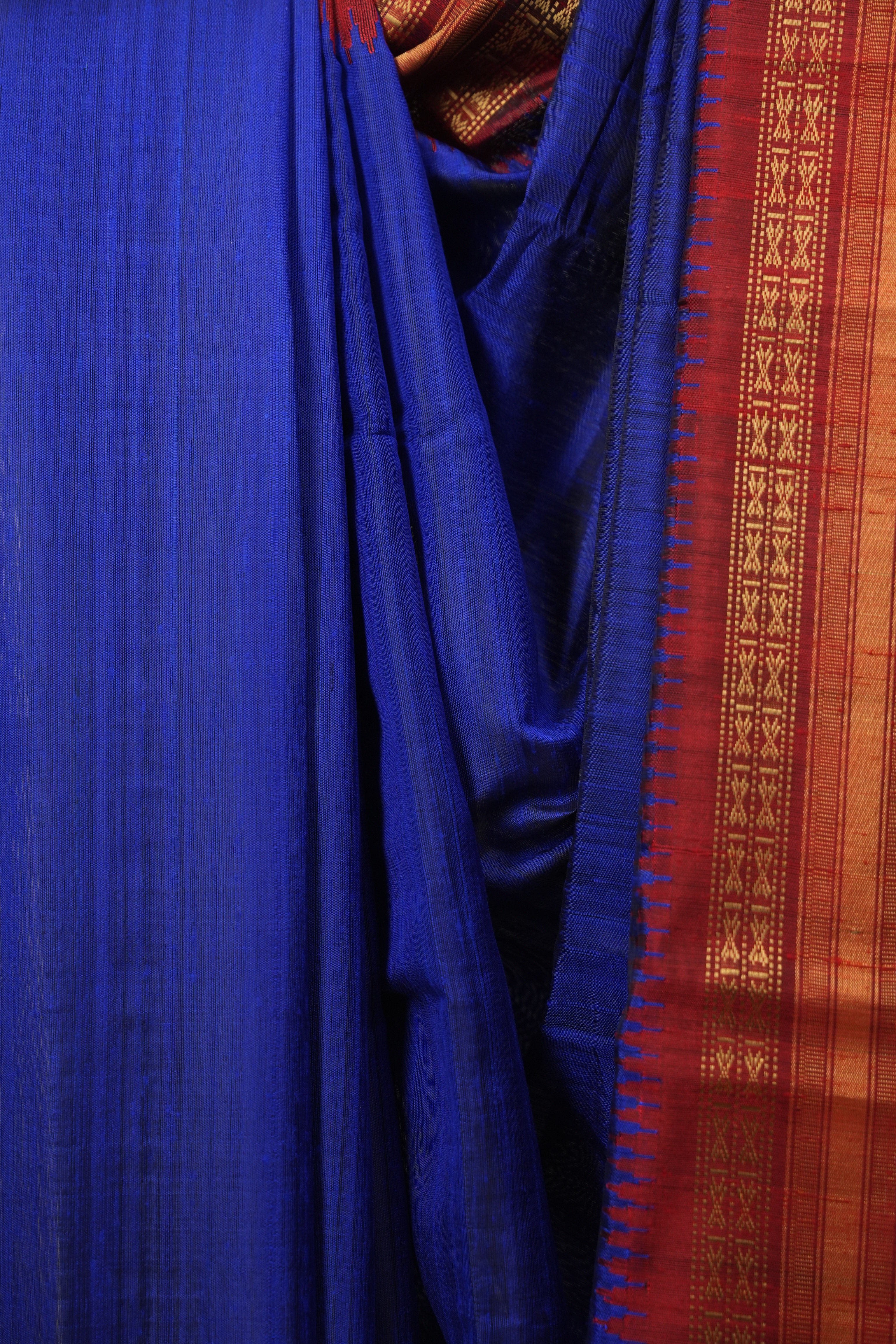 Blue Raw Silk Saree - SRBRSS1145