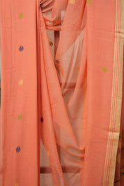Coral Peach Bengal Mul Cotton Saree - SRCPBMCS020