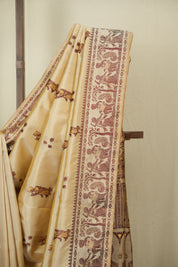 Cream Baluchari Silk Saree - SRCBSS02
