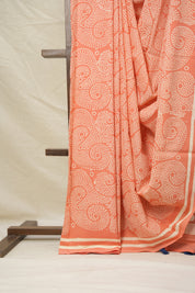 Light Peach Blue HBP Cotton Saree - SRLPCS2995