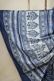 White Indigo HBP Cotton Saree - SRWICS2740