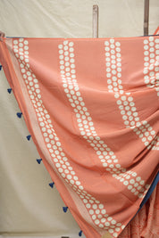 Light Peach Blue HBP Cotton Saree - SRLPCS2995