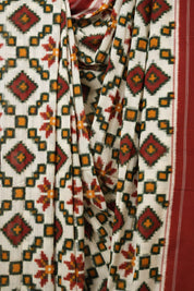 Cream Pochampalli Cotton Ikat Saree - SRCPCIS699