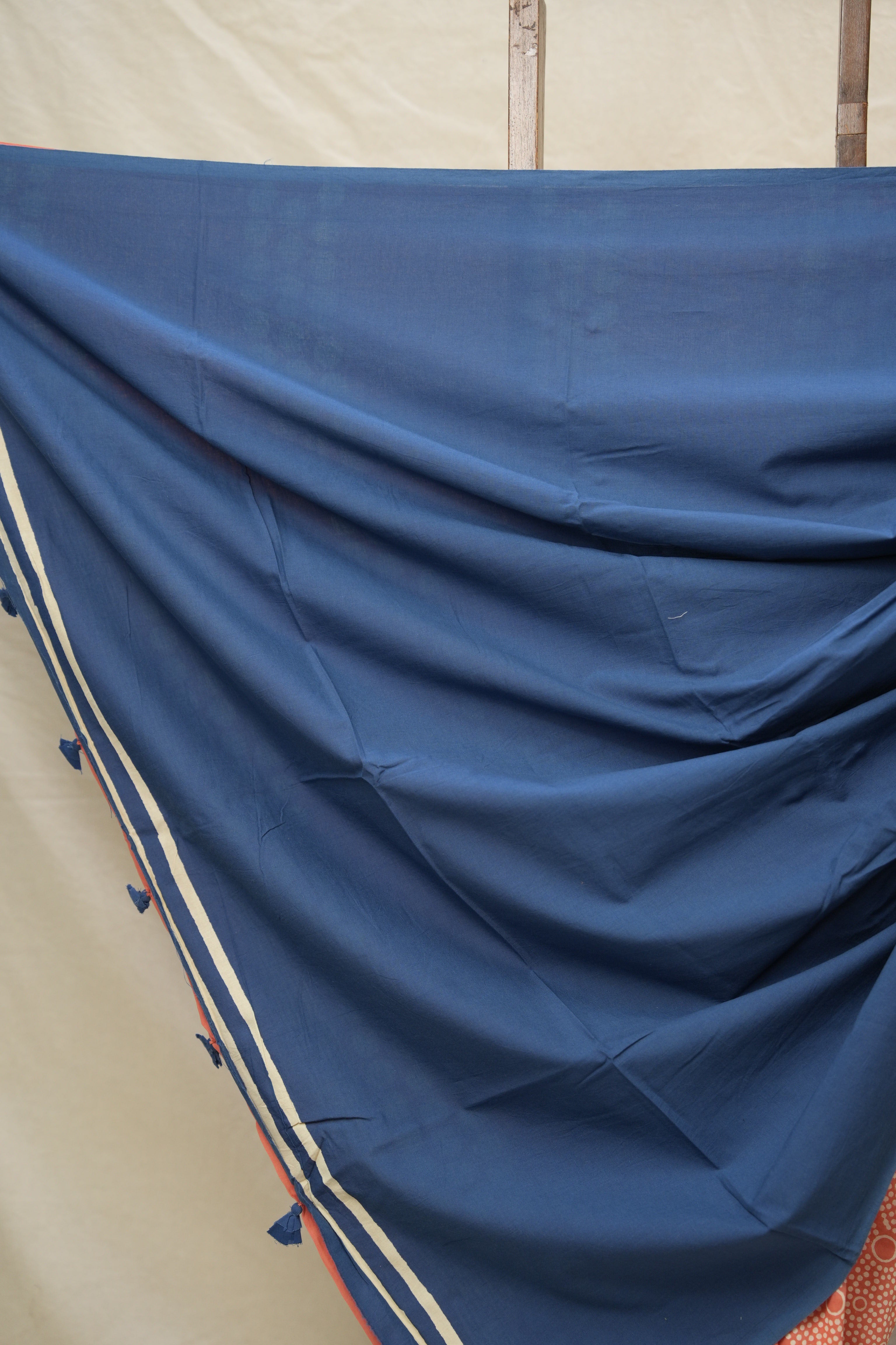 Light Peach Blue HBP Cotton Saree - SRLPCS2995