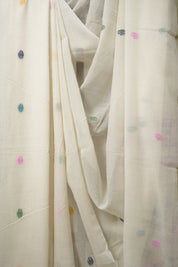 Off White Bengal Mul Cotton Saree - SROWBMCS025