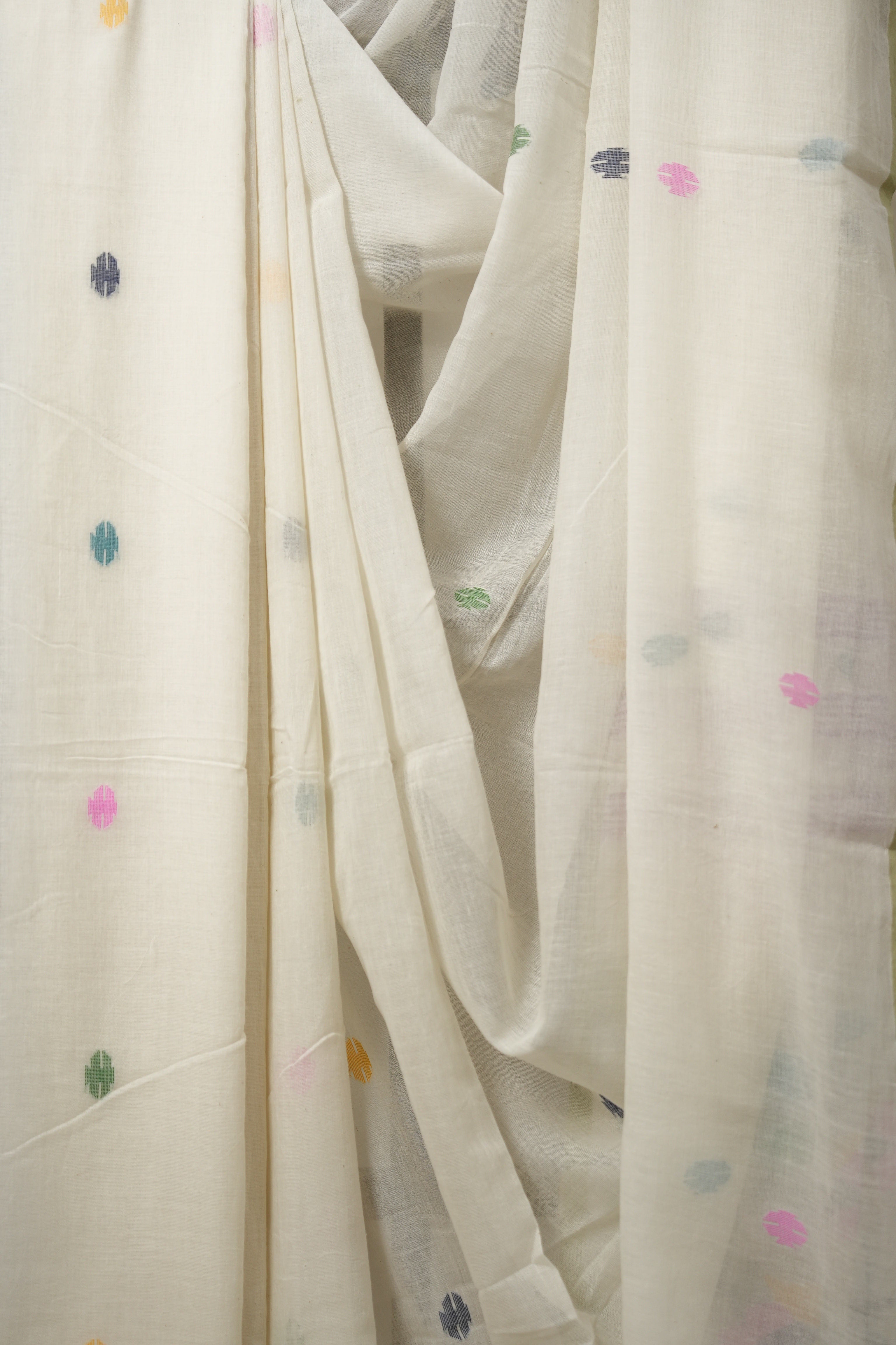 Off White Bengal Mul Cotton Saree - SROWBMCS025