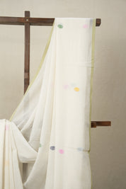 Off White Bengal Mul Cotton Saree - SROWBMCS025