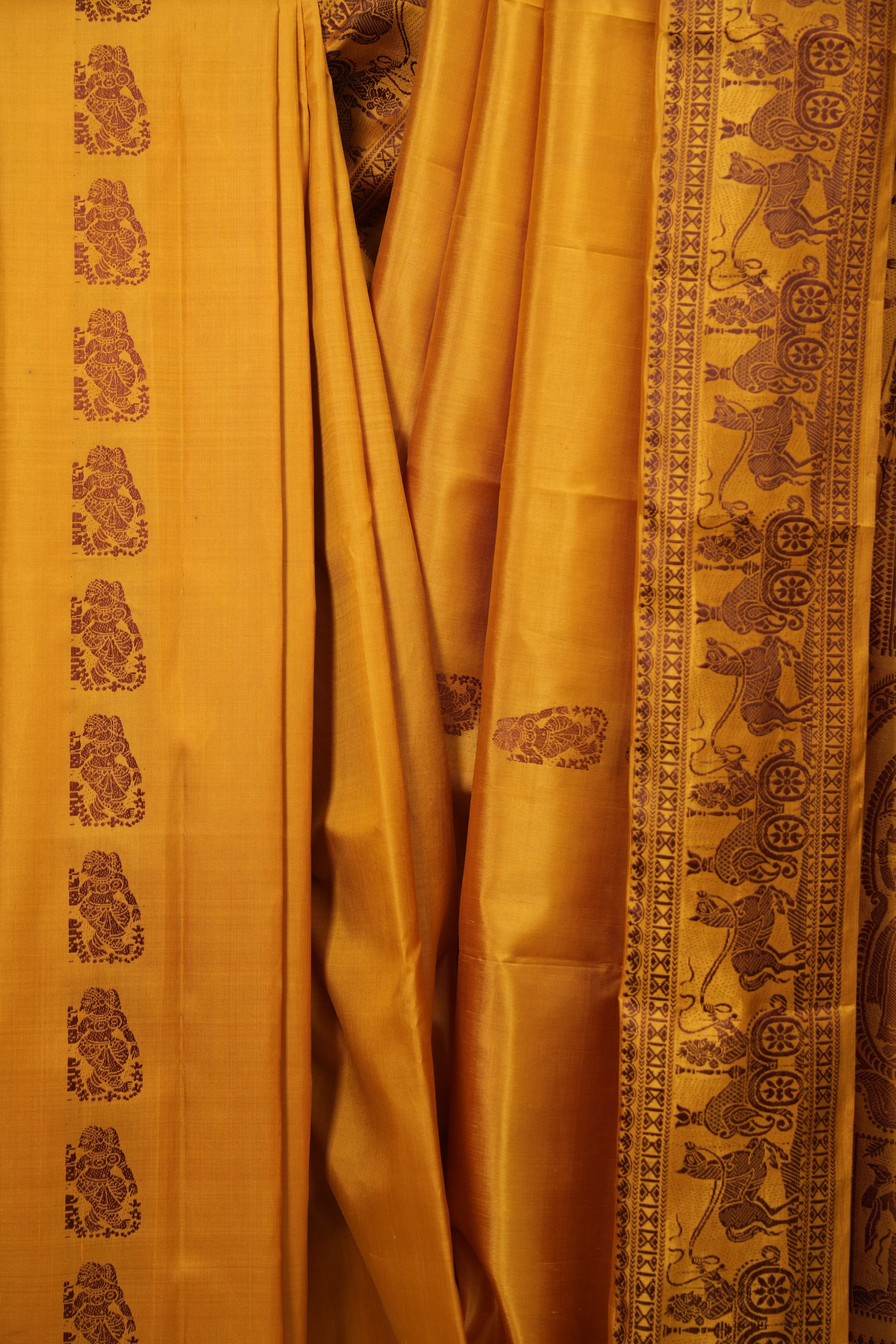 Mustard Baluchari Silk Saree - SRMBSS01