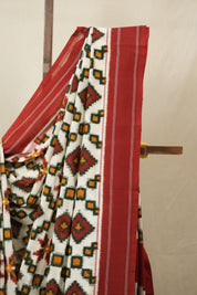 Cream Pochampalli Cotton Ikat Saree - SRCPCIS699