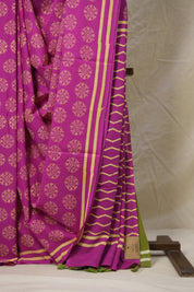 Cream Pink HBP Cotton Saree - SRCPCS3004