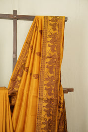 Mustard Baluchari Silk Saree - SRMBSS01