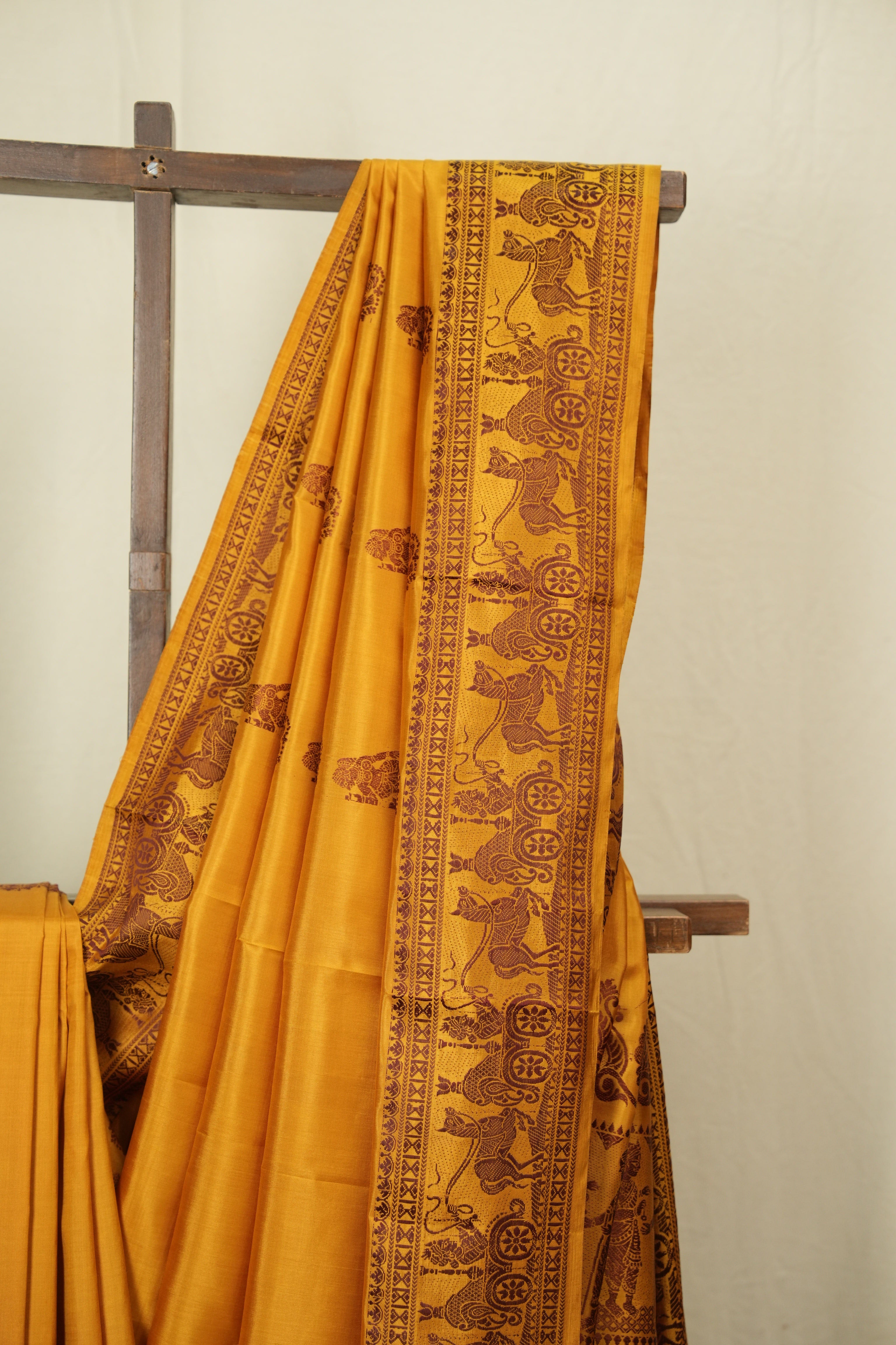 Mustard Baluchari Silk Saree - SRMBSS01