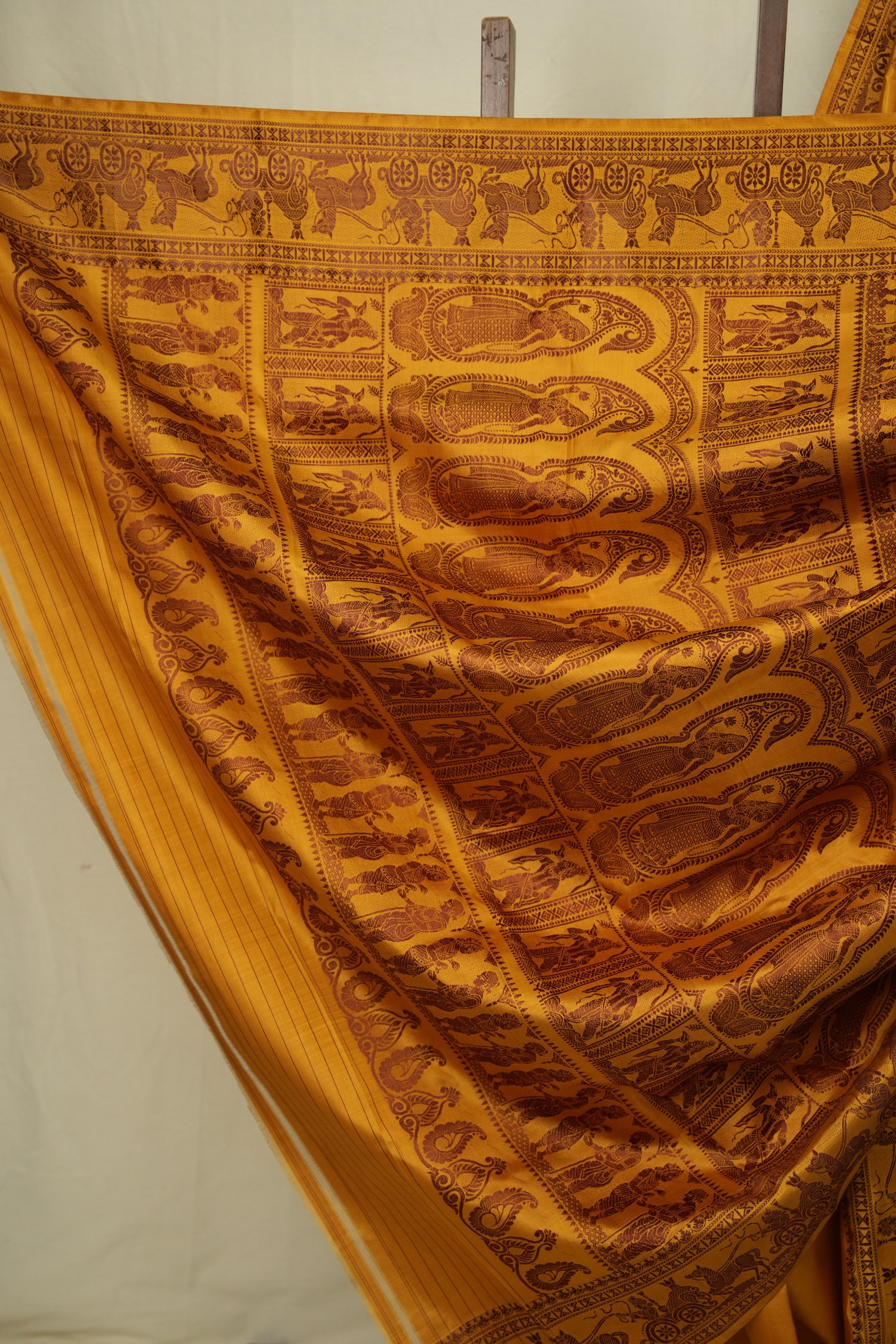 Mustard Baluchari Silk Saree - SRMBSS01