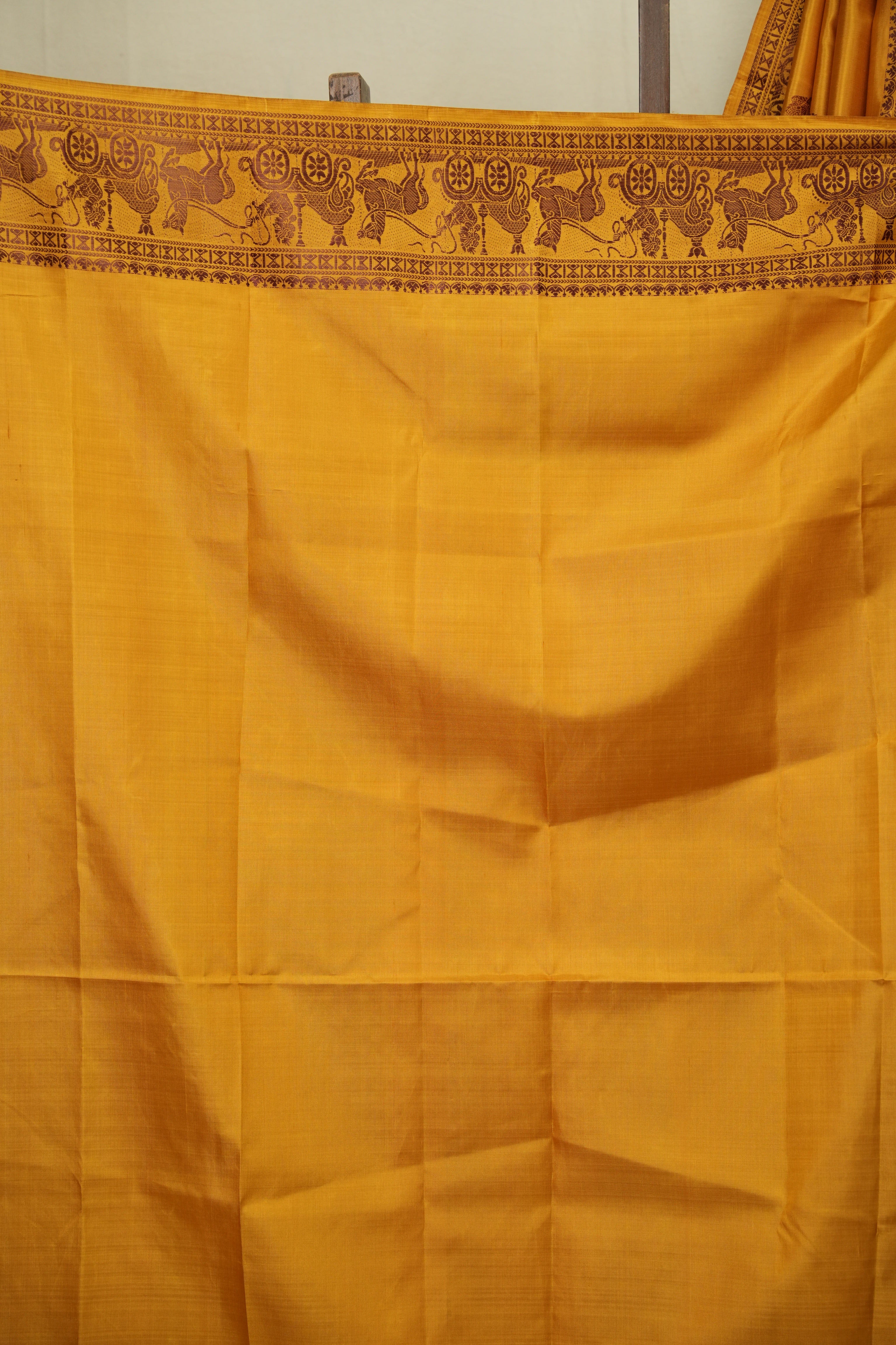 Mustard Baluchari Silk Saree - SRMBSS01