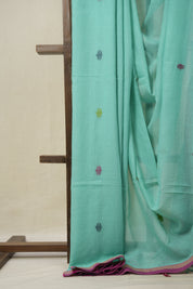 Aqua Green Bengal Mul Cotton Saree - SRAGBMCS024