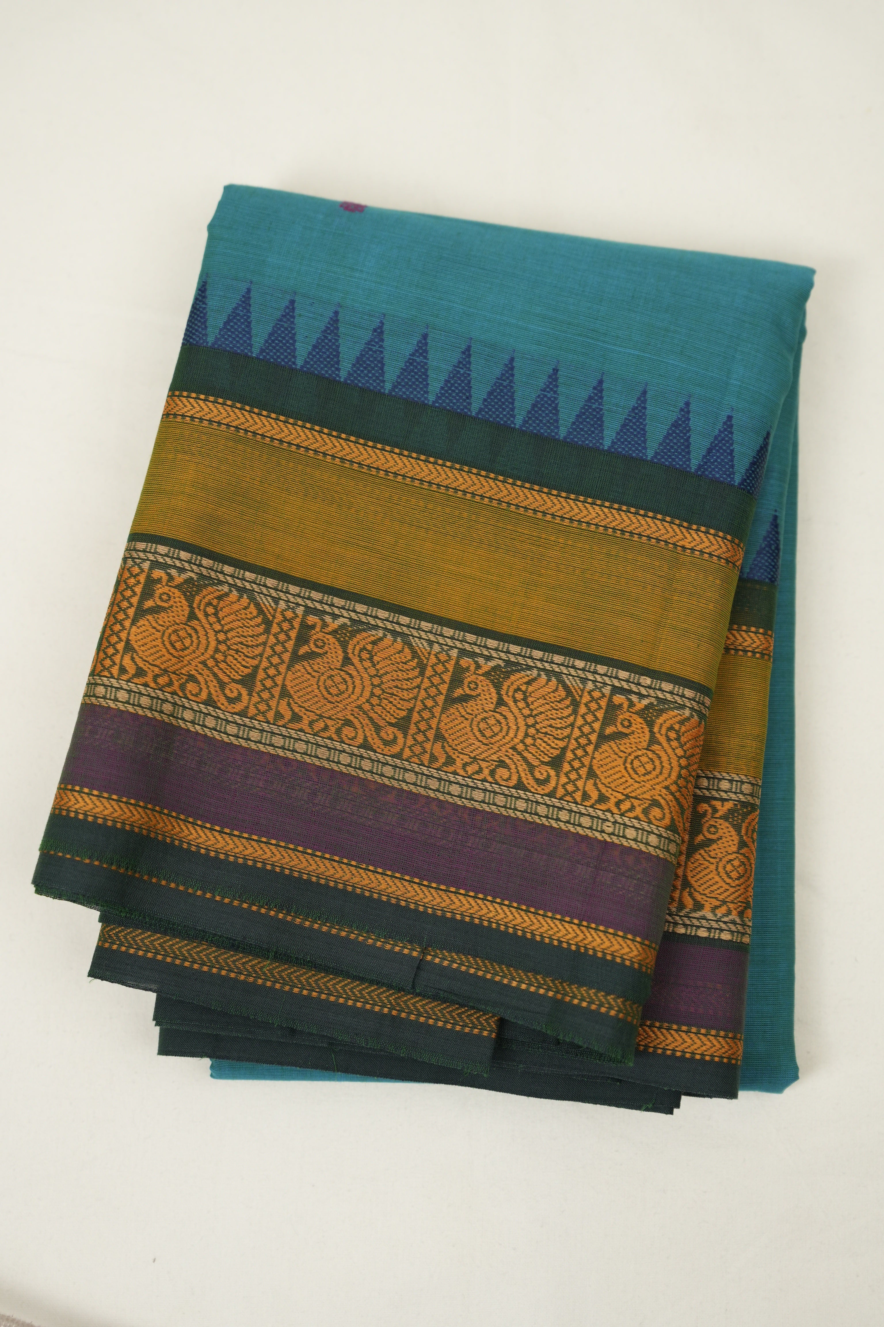 Teal Blue Kanchi Cotton Saree - SRTBKCS1391