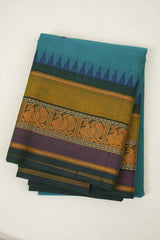 Teal Blue Kanchi Cotton Saree - SRTBKCS1391