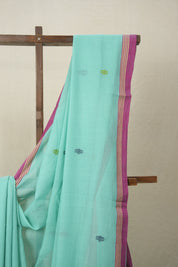 Aqua Green Bengal Mul Cotton Saree - SRAGBMCS024