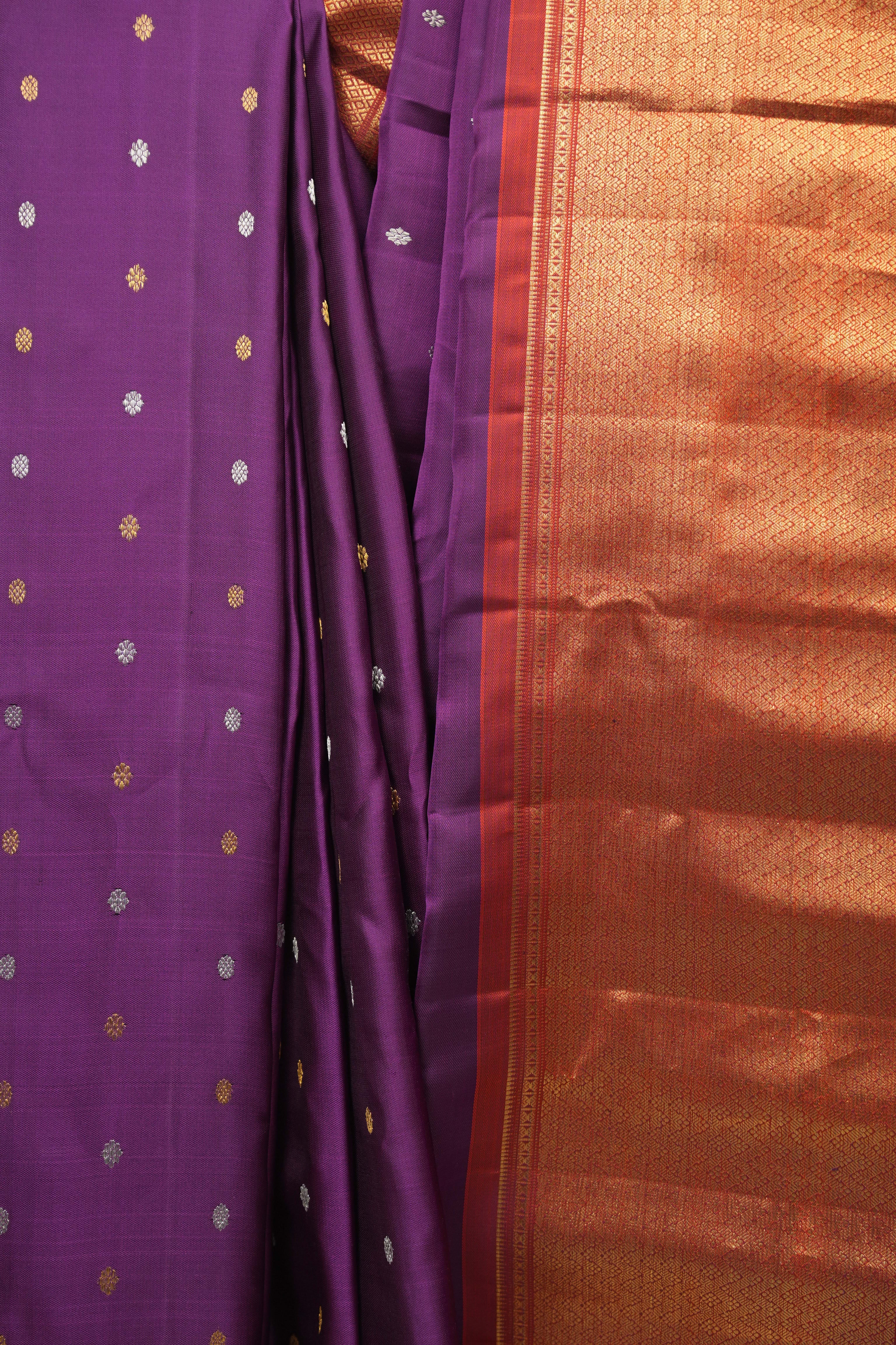 Purple Gadwal Silk Saree - SRPGSS650