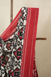 White Pochampalli Cotton Ikat Saree - SRWPCIS700