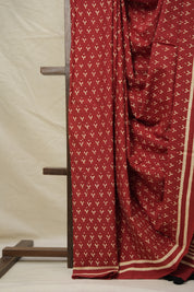 Red Cream HBP Cotton Saree - SRRCCS3005