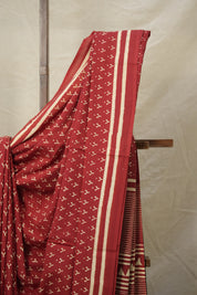 Red Cream HBP Cotton Saree - SRRCCS3005