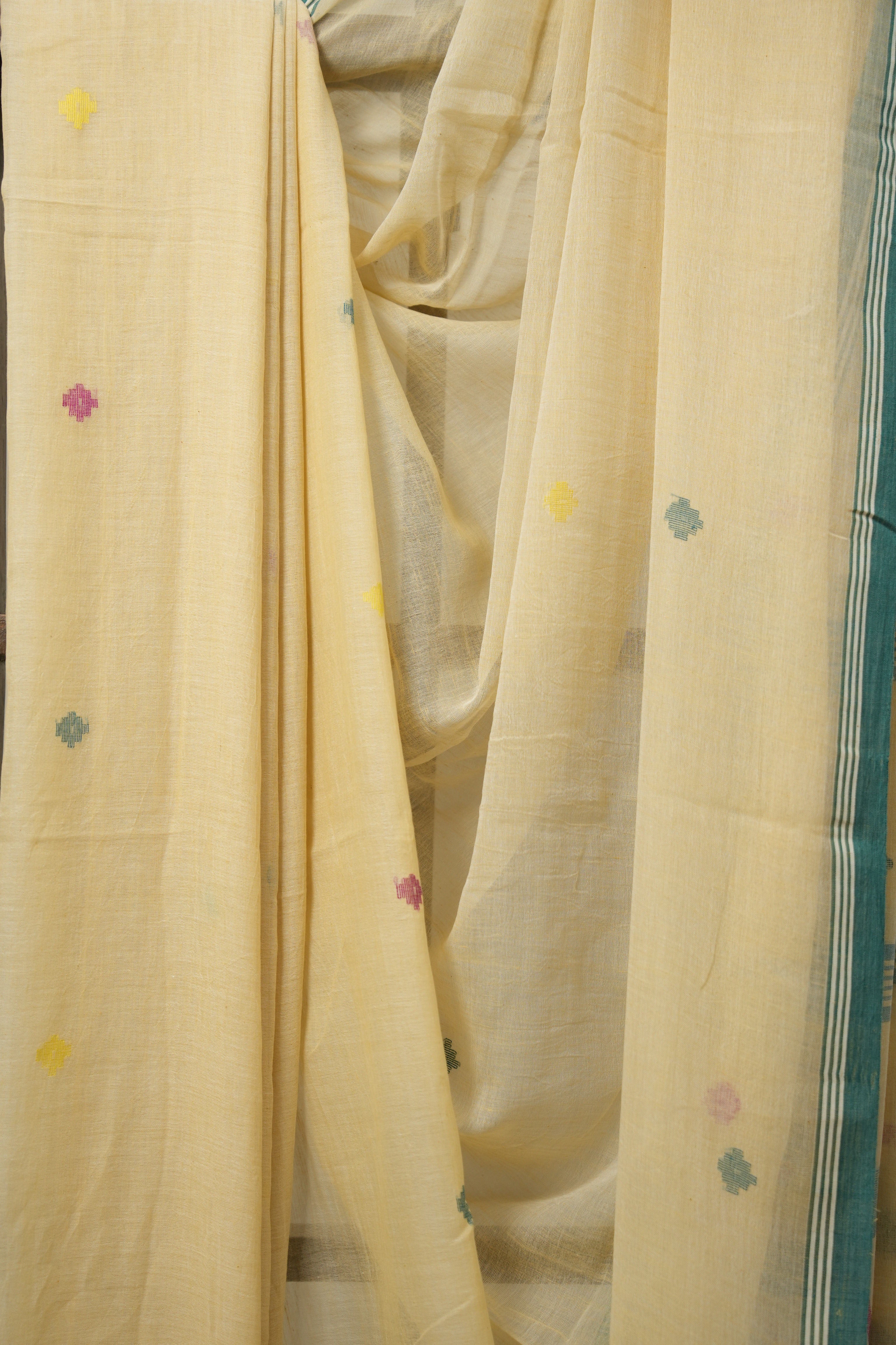 Beige Cream Bengal Mul Cotton Saree - SRBCBMCS026
