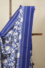 White Pochampalli Cotton Ikat Saree - SRWPCIS696