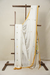 White Bengal Mul Cotton Saree - SRWBMCS023