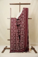 Dark Maroon Pochampalli Cotton Ikat Saree - SRDMPCIS697