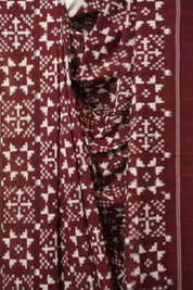 Dark Maroon Pochampalli Cotton Ikat Saree - SRDMPCIS697