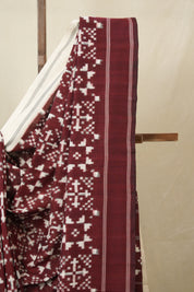 Dark Maroon Pochampalli Cotton Ikat Saree - SRDMPCIS697