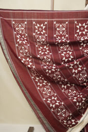 Dark Maroon Pochampalli Cotton Ikat Saree - SRDMPCIS697