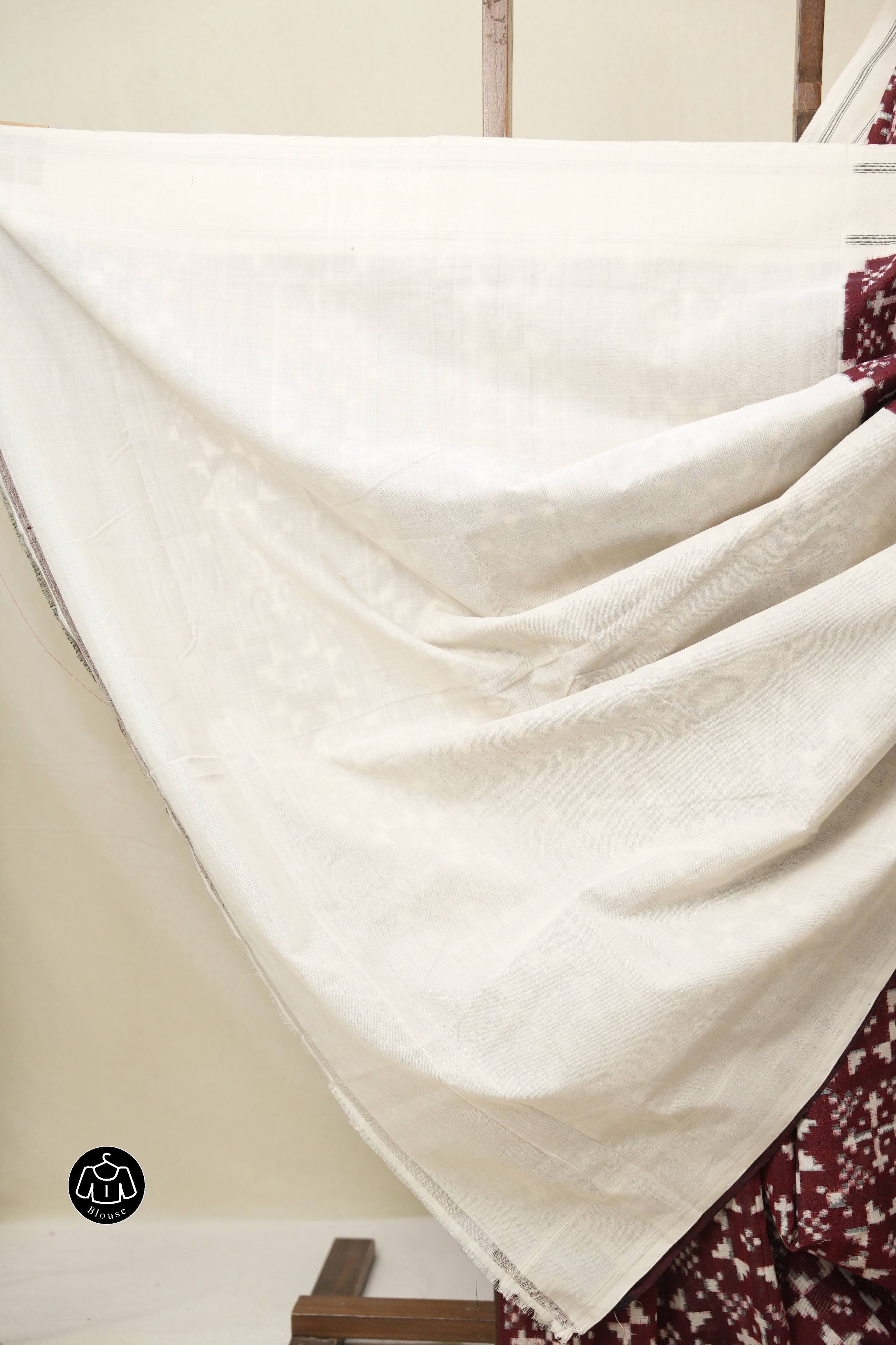 Dark Maroon Pochampalli Cotton Ikat Saree - SRDMPCIS697