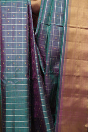 Dual Tone Peacock Blue Gadwal Silk Saree - SRDTPGSS647