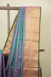 Dual Tone Peacock Blue Gadwal Silk Saree - SRDTPGSS647