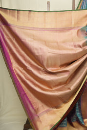 Dual Tone Peacock Blue Gadwal Silk Saree - SRDTPGSS647