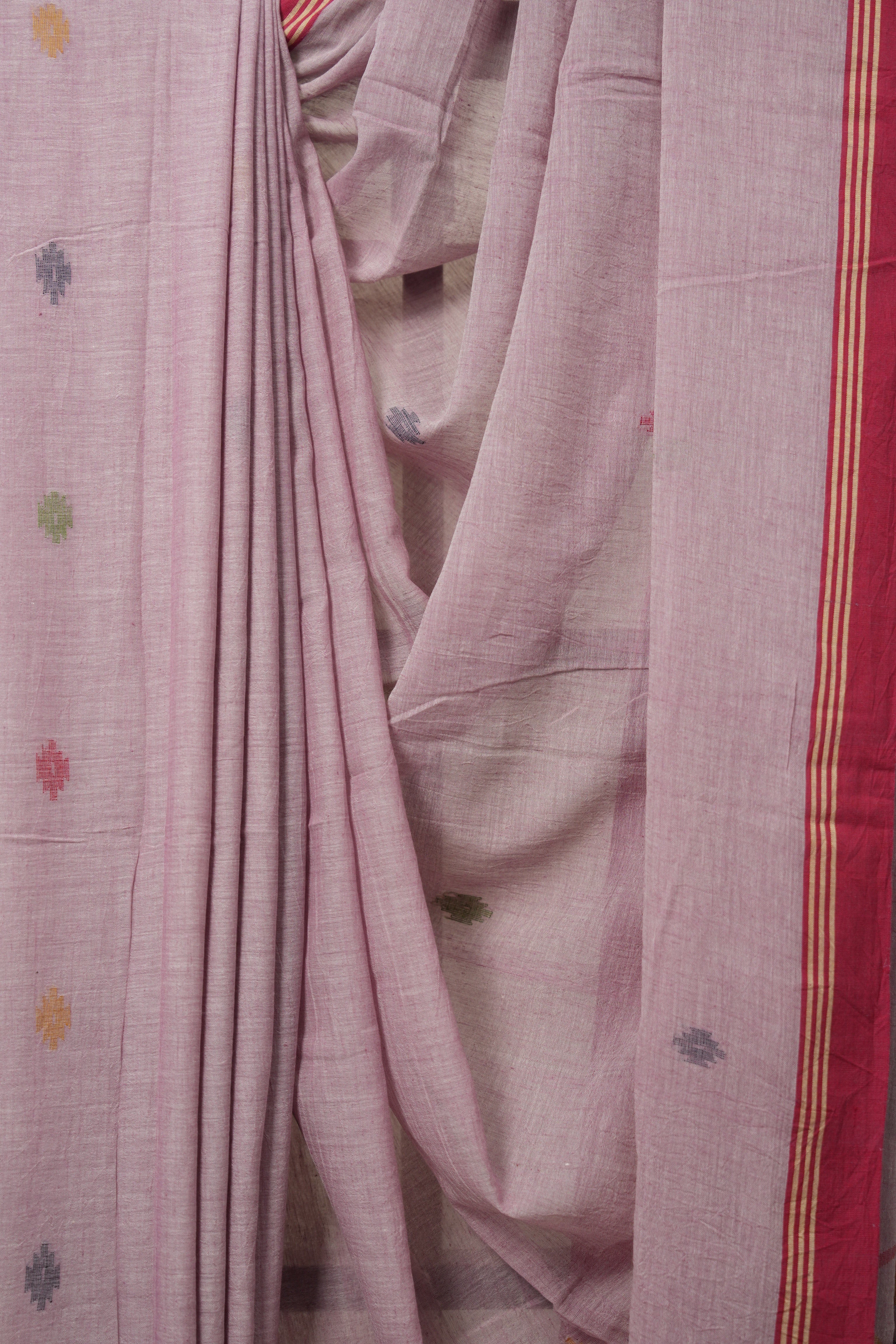 Lavender Pink Bengal Mul Cotton Saree - SRLPBMCS021